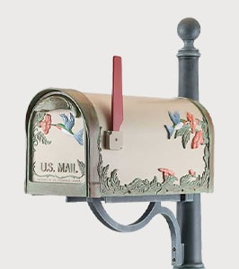 Hummingbird mail box with painted finish