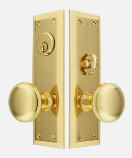polished brass New York door set