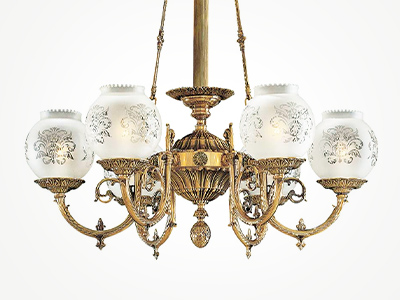 Six light English Victorian chandelier