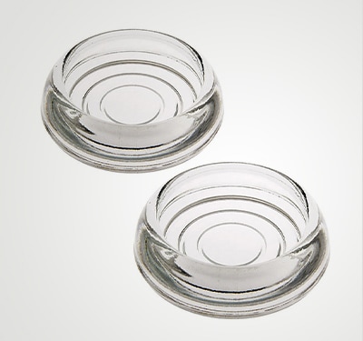 Glass caster cups for protecting floors and carpet