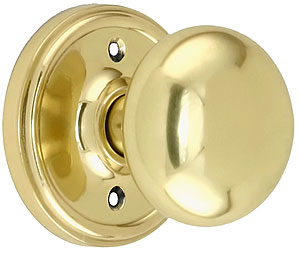 Solid Brass Closet Spindle with Knob and Rosette in Lacquered Brass
