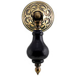 Victorian  Drawer Knob Black and Brass 