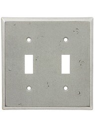Cast Bronze Double-Gang Toggle Switch Plate with Distressed Silver Patina