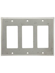 "Pitted" Surface Triple-Gang GFI Cover Plate with Silver Patina
