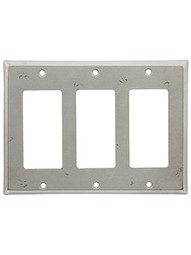 "Pitted" Surface Triple-Gang GFI Cover Plate with Silver Patina