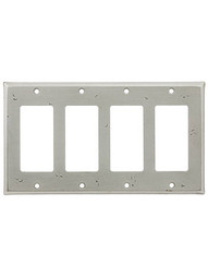 Cast Bronze Quad-Gang GFI Cover Plate with Distressed Silver Patina