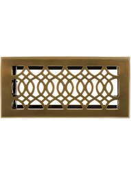 4" x 12" Solid Brass Strathmore Floor Register in Antique Brass