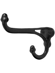 Small Cast-Iron Acorn Double Coat Hook with Black Powder Coat