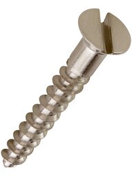 #6 x 1 Inch Brass Flat Head Slotted Wood Screws - 25 Pack in Satin Nickel