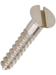 #8 x 1 Inch Brass Flat Head Slotted Wood Screws - 25 Pack in Satin Nickel