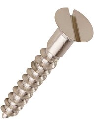 #9 x 1 1/4 Inch Brass Flat Head Slotted Wood Screws - 25 Pack in Satin Nickel