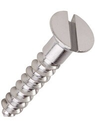 #9 x 1 Inch Brass Flat Head Slotted Wood Screws - 25 Pack in Polished Chrome