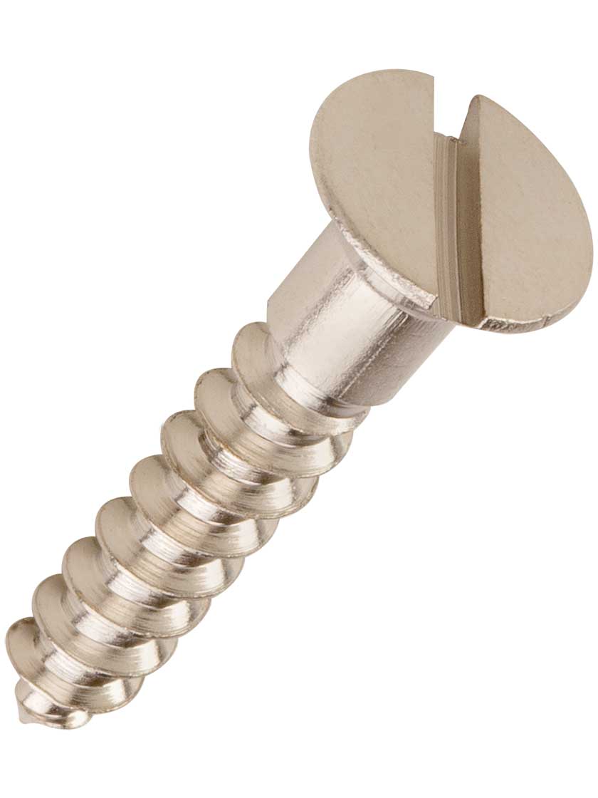 9 x 1 Inch Brass Flat Head Slotted Wood Screws 25 Pack in Satin