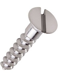 #10 x 1 Inch Brass Flat Head Slotted Wood Screws - 25 Pack in Polished Chrome