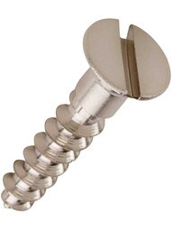 #10 x 1 Inch Brass Flat Head Slotted Wood Screws - 25 Pack in Satin Nickel