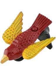 Cast Iron Painted-Bird Picture Rail Hook in Red/Yellow