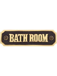 Cast Brass "Bathroom" Sign in Antique Brass
