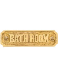 Cast Brass "Bathroom" Sign in Polished Brass