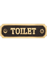 Cast Brass "Toilet" Sign in Antique Brass