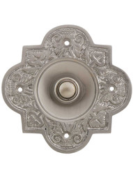 Large Eastlake Solid-Brass Doorbell Button in Satin Nickel