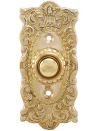 Victorian Decorative Doorbell Button in Polished Brass