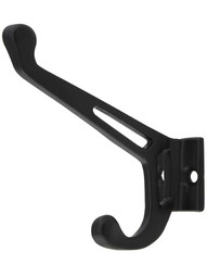 Small Arts & Crafts Cast-Iron Hook in Matte Black