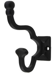 Small Traditional Cast-Iron Hook in Matte Black