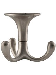 Plain Solid-Brass Triple Wardrobe Hook in Satin Nickel