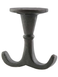Simple Cast-Iron Double Wardrobe Hook in Antique Iron