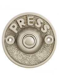 Vintage "Press" Door Bell Button In Satin Nickel