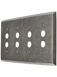 Industrial Quad Push-Button Switch Plate with Galvanized Finish