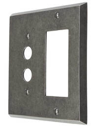 Industrial Push Button/GFI Combination Switch Plate with Galvanized Finish