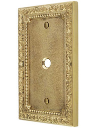 Floral Victorian Cable Jack Cover Plate in Un-Lacquered Brass