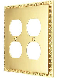 Egg & Dart Design Double Duplex Outlet Cover in Polished Brass