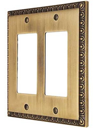 Egg & Dart Double GFI Button Switch Plate in Antique By Hand Finish