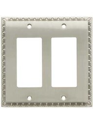 Egg & Dart Design Double GFI Outlet Cover in Satin Nickel