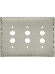 Egg & Dart Double Push Button Switch Plate in Satin Nickel