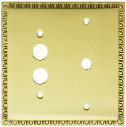 Egg & Dart Push Button / Rotary Dimmer Combination Switch Plate Cover in Polished Brass