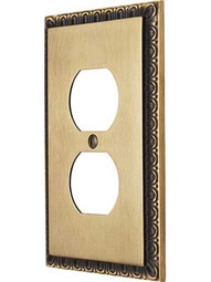 Egg & Dart Design Duplex Outlet Cover Plate In Antique-By-Hand Finish