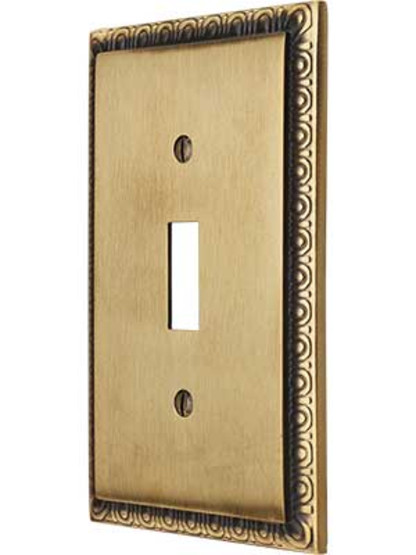 Egg and Dart Design Toggle Light Switch Plate In Antique-By-Hand Finish.