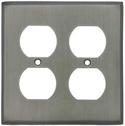 Forged Brass Double Gang Duplex Switch Plate in Antique Pewter