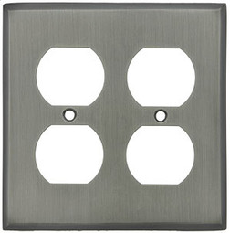 Forged Brass Double Gang Duplex Switch Plate in Antique Pewter