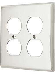 Traditional Forged Brass Double Gang Duplex Cover Plate in Polished Nickel