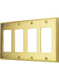 Traditional Forged Brass Quad Gang GFI Cover Plate in Polished Brass