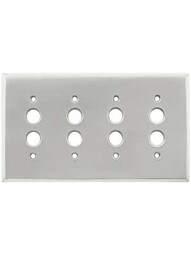 Forged Brass Quad Gang Push Button Switch Plate in Satin Nickel