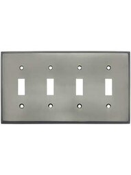 Forged Brass Quad Toggle Switch Plate in Antique Pewter