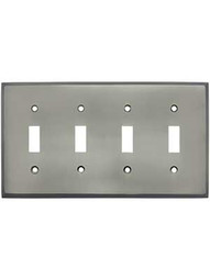 Forged Brass Quad Toggle Switch Plate in Antique Pewter