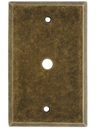 Traditional Forged Brass Single Gang Cable Outlet Cover Plate in Aged Antique Brass