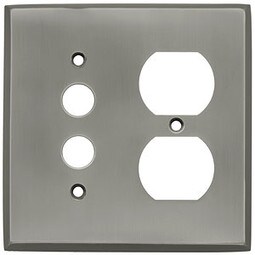 Forged Brass Split Function Duplex/Push Button Switch Plate in Antique Pewter