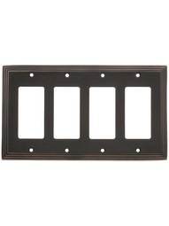 Mid-Century GFI / Decora Cover Plate - Quad Gang in Oil-Rubbed Bronze